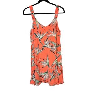 1. State Tropical Birds of Paradise Pink Orange Sleeveless Dress